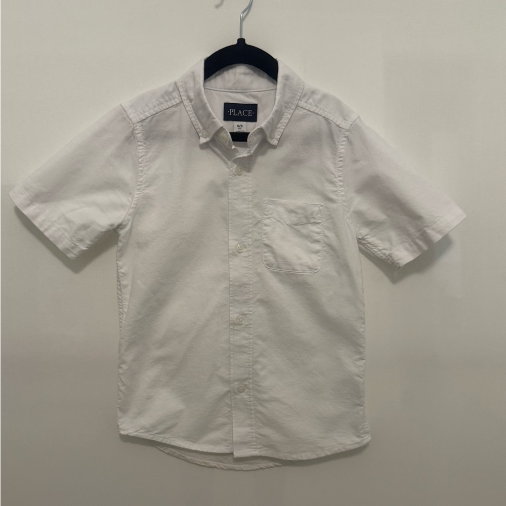 Children's Place Toddler Boys, short Sleeve Button Down Shirt, White, Size 5/6